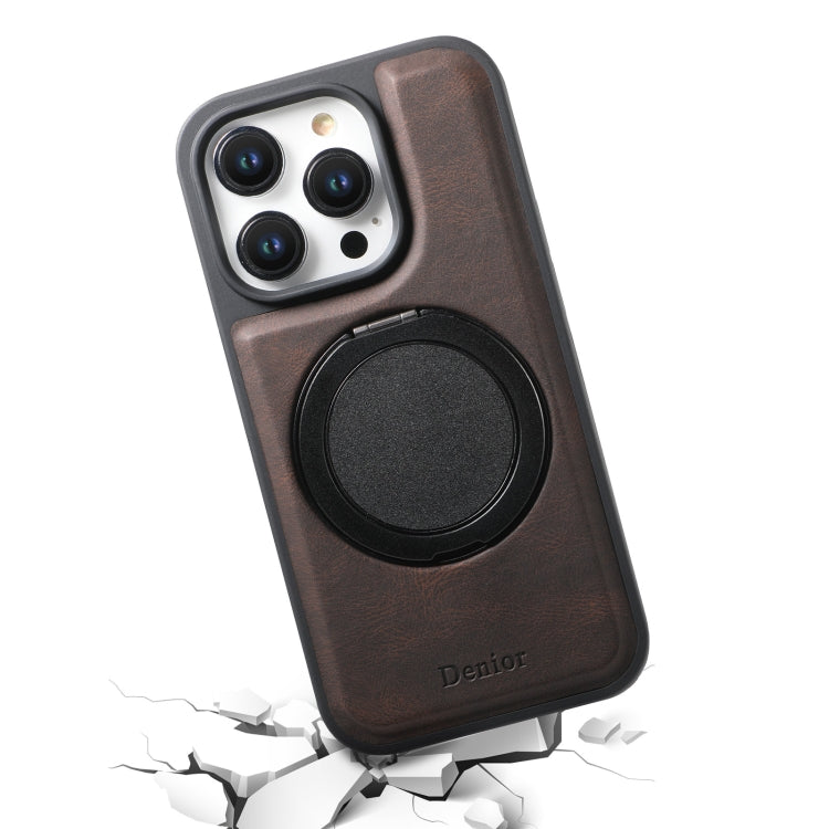 For iPhone 15 Plus / 14 Plus Denior A14 Skin Feel Rotating Holder MagSafe Phone Case(Brown) - iPhone 15 Plus Cases by Denior | Online Shopping UK | buy2fix