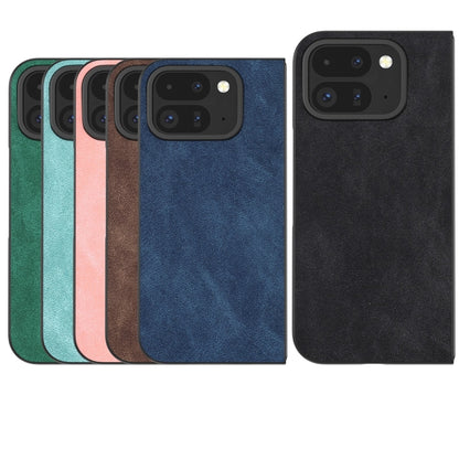 For Google Pixel 9 Pro Fold Black Frame PU Leather Full Coverage Phone Case(Black) - Google Cases by buy2fix | Online Shopping UK | buy2fix