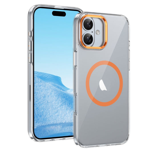 For iPhone 16 Plus Ice Feel HD Transparent MagSafe PC Full Coverage Phone Case(Orange) - iPhone 16 Plus Cases by buy2fix | Online Shopping UK | buy2fix