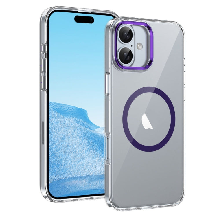 For iPhone 16 Plus Ice Feel HD Transparent MagSafe PC Full Coverage Phone Case(Purple) - iPhone 16 Plus Cases by buy2fix | Online Shopping UK | buy2fix