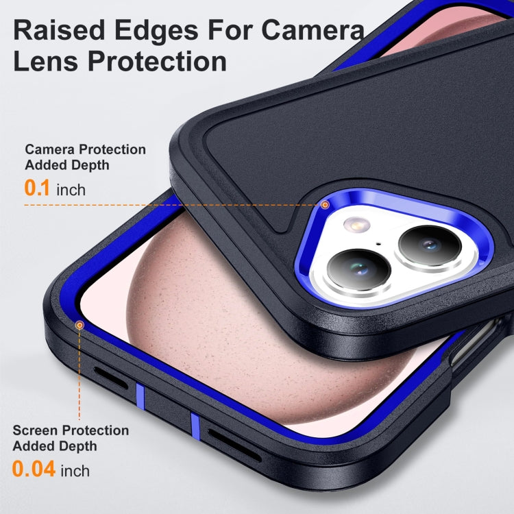 For iPhone 16 Rugged PC + Silicone Phone Case with Holder(Dark Blue+Royal Blue) - iPhone 16 Cases by buy2fix | Online Shopping UK | buy2fix