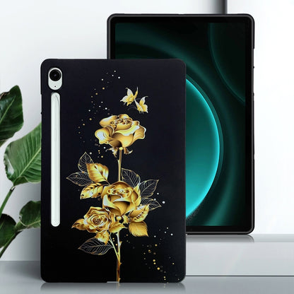 For Samsung Galaxy Tab S9 / S9 FE Color Painting Pattern Smart Tablet TPU Case(Golden Rose) - Galaxy Tab S9 Cases by buy2fix | Online Shopping UK | buy2fix