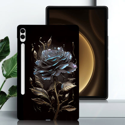 For Samsung Galaxy Tab S9+ / S9 FE+ Color Painting Pattern Smart Tablet TPU Case(Black Rose) - Galaxy Tab S9+ Cases by buy2fix | Online Shopping UK | buy2fix