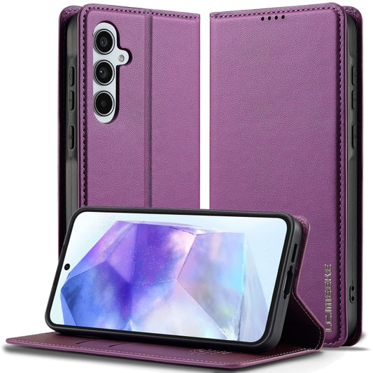 For Samsung Galaxy S25+ 5G LC.IMEEKE L1 Series Frosted Fine Texture PU Phone Case(Purple) - Galaxy S25+ 5G Cases by LC.IMEEKE | Online Shopping UK | buy2fix