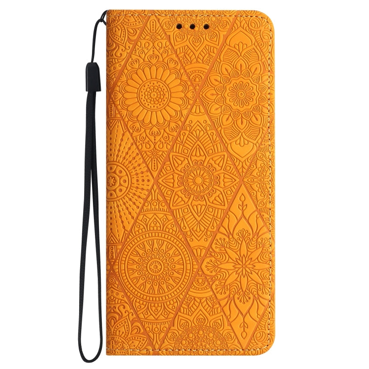 For Google Pixel 9 / 9 Pro Ethnic Embossed Adsorption Leather Phone Case(Yellow) - Google Cases by buy2fix | Online Shopping UK | buy2fix