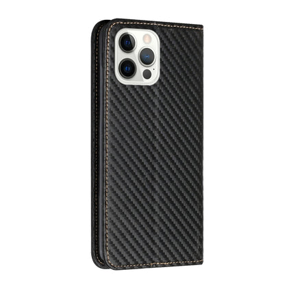 For iPhone 16 Pro Carbon Fiber Texture Magnetic Flip Leather Phone Case(Black) - iPhone 16 Pro Cases by buy2fix | Online Shopping UK | buy2fix