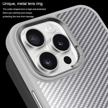 For iPhone 12 Pro Max Carbon Fiber Texture MagSafe Magnetic Shockproof Phone Case(Grey) - iPhone 12 Pro Max Cases by buy2fix | Online Shopping UK | buy2fix