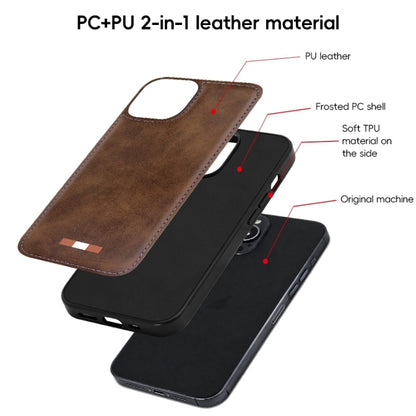 For iPhone 15 Pro Max VIETAO Plain Leather Stitching PU Phone Case(Black) - iPhone 15 Pro Max Cases by VIETAO | Online Shopping UK | buy2fix