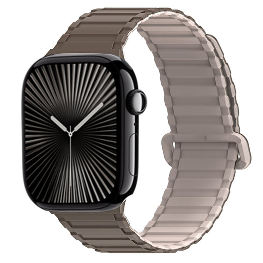 For Apple Watch Series 10 46mm DUX DUCIS KJ Series Magnetic Buckle Silicone Watch Band(Brown Grey) - Watch Bands by DUX DUCIS | Online Shopping UK | buy2fix