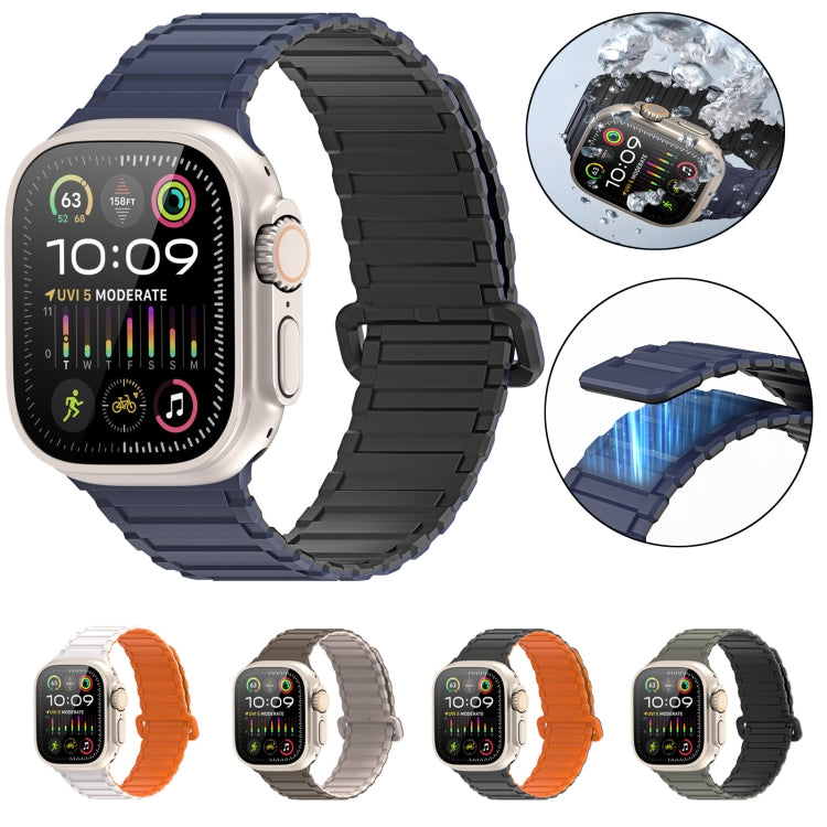 For Apple Watch SE 44mm DUX DUCIS KJ Series Magnetic Buckle Silicone Watch Band(Black Blue) - Watch Bands by DUX DUCIS | Online Shopping UK | buy2fix