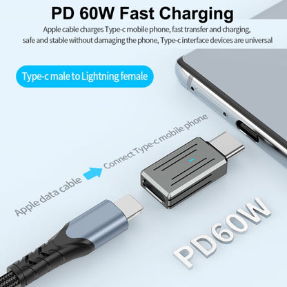 8 Pin Male to USB-C / Type-C Female Zinc Alloy PD Adapter, Support Fast Charging / Data Transmission(Gun Metal) - Converter & Adapter by buy2fix | Online Shopping UK | buy2fix