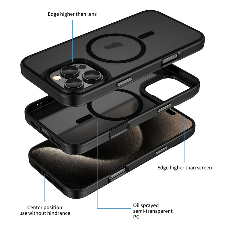 For iPhone 14 Skin Feel Frosted MagSafe Magnetic Phone Case(Transparent Black) - iPhone 14 Cases by buy2fix | Online Shopping UK | buy2fix