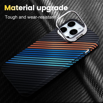 For iPhone 15 Carbon Fiber Lens Holder MagSafe Magnetic Phone Case(Black) - iPhone 15 Cases by buy2fix | Online Shopping UK | buy2fix