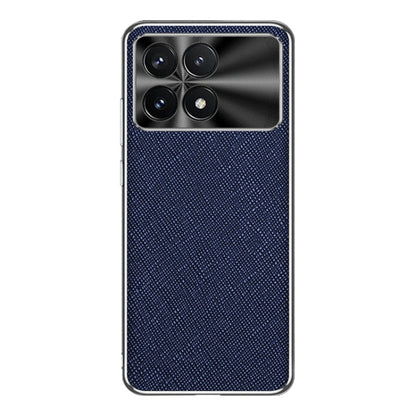 For Redmi K70 Silver Edge Cross Texture PU Leather Phone Case(Sapphire Blue) - K70 Cases by buy2fix | Online Shopping UK | buy2fix