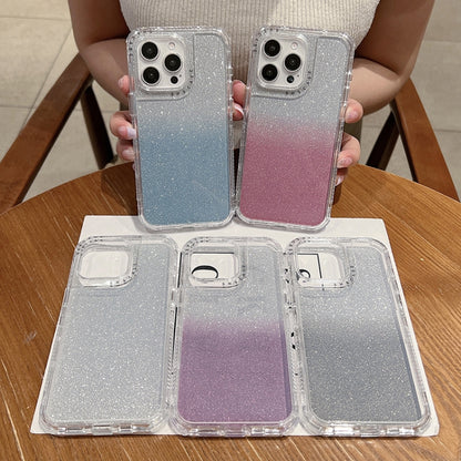 For iPhone 16 Plus TPU + PC + Glitter Paper Full Coverage Phone Case(Grey) - iPhone 16 Plus Cases by buy2fix | Online Shopping UK | buy2fix