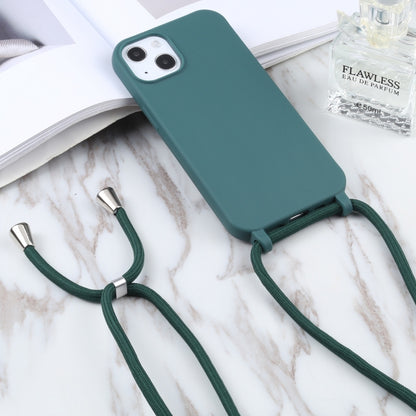 For iPhone 16 Candy Colors TPU Protective Phone Case with Lanyard(Dark Green) - iPhone 16 Cases by buy2fix | Online Shopping UK | buy2fix