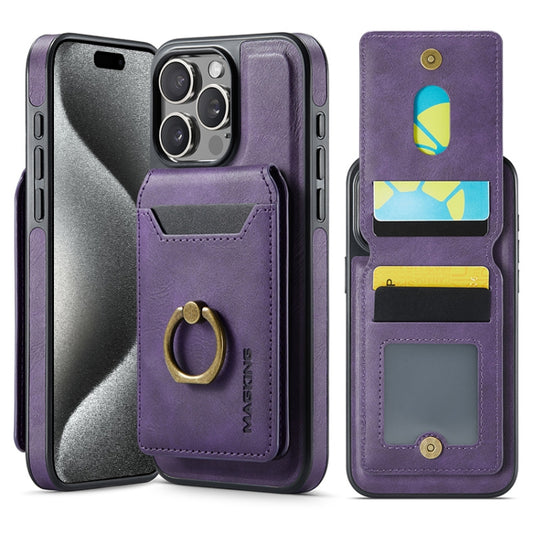 For iPhone 15 Pro Max DG.MING K1 MagSafe Detachable Wallet RFID Back Cover Phone Case(Purple) - iPhone 15 Pro Max Cases by DG.MING | Online Shopping UK | buy2fix