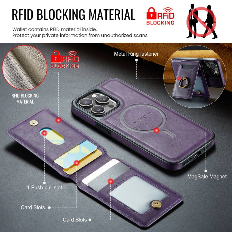 For iPhone 15 Pro DG.MING K1 MagSafe Detachable Wallet RFID Back Cover Phone Case(Purple) - iPhone 15 Pro Cases by DG.MING | Online Shopping UK | buy2fix