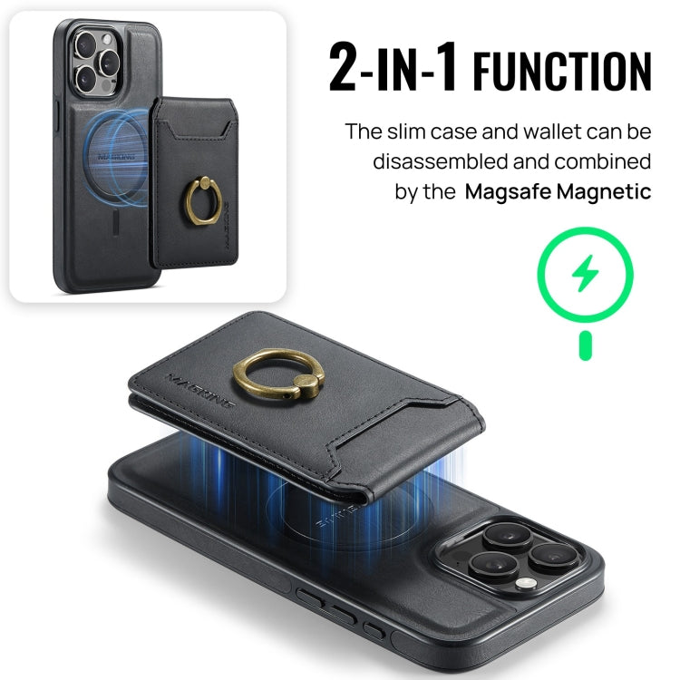 For iPhone 13 Pro DG.MING K1 MagSafe Detachable Wallet RFID Back Cover Phone Case(Black) - iPhone 13 Pro Cases by DG.MING | Online Shopping UK | buy2fix