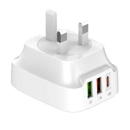 LDNIO Q334 32W Type-C + Dual USB Port Charger with 1m Micro USB Data Cable, Plug Type:UK Plug(White) - USB Charger by LDNIO | Online Shopping UK | buy2fix