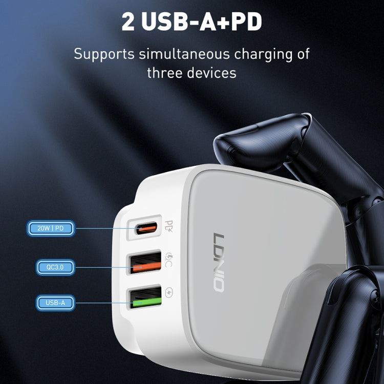 LDNIO Q334 32W Type-C + Dual USB Port Charger with 1m USB-C / Type-C Data Cable, Plug Type:US Plug(White) - USB Charger by LDNIO | Online Shopping UK | buy2fix