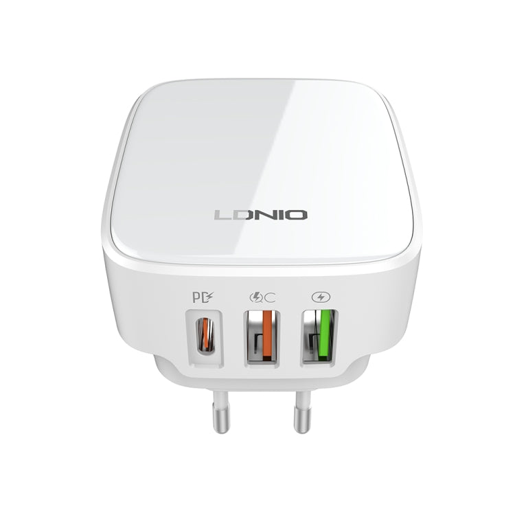 LDNIO Q334 32W Type-C + Dual USB Port Charger with 1m USB-C / Type-C to USB-C / Type-C Data Cable, Plug Type:EU Plug(White) - USB Charger by LDNIO | Online Shopping UK | buy2fix