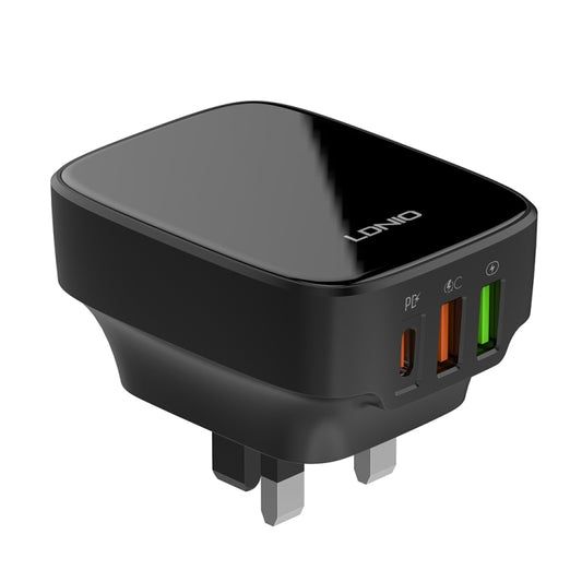 LDNIO Q334 32W Type-C + Dual USB Port Charger with 1m USB-C / Type-C to USB-C / Type-C Data Cable, Plug Type:UK Plug(Black) - USB Charger by LDNIO | Online Shopping UK | buy2fix