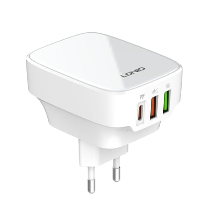 LDNIO Q334 32W Type-C + Dual USB Port Charger with 1m USB-C / Type-C to 8 Pin Data Cable, Plug Type:EU Plug(White) - USB Charger by LDNIO | Online Shopping UK | buy2fix