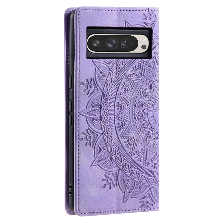 For Google Pixel 9 Pro XL Totem Embossed Magnetic Leather Phone Case(Purple) - Google Cases by buy2fix | Online Shopping UK | buy2fix