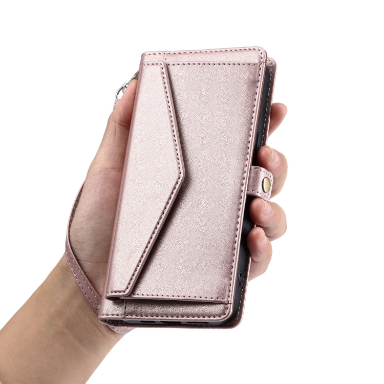 For Google Pixel 9 Pro XL Wallet Multi-card Slot Leather Phone Case with Lanyard(Rose Gold) - Google Cases by buy2fix | Online Shopping UK | buy2fix