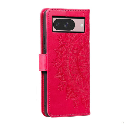 For Google Pixel 9 / 9 Pro Totem Flower Embossed Leather Phone Case with Lanyard(Red) - Google Cases by buy2fix | Online Shopping UK | buy2fix