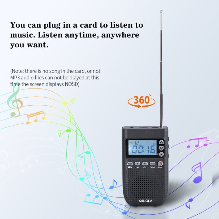 QINGLV QL-518 Portable Bluetooth Transmitter Radio Support FM / AM / MP3(Black) - Radio Player by buy2fix | Online Shopping UK | buy2fix