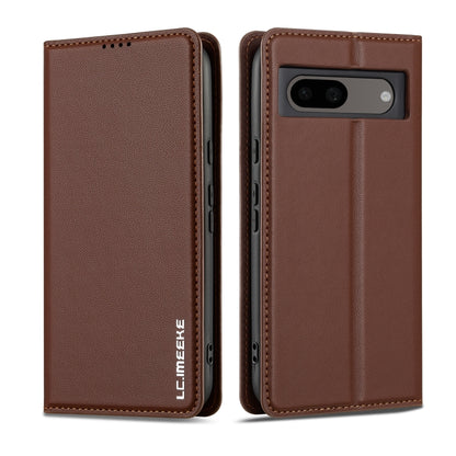 For Google Pixel 7A LC.IMEEKE L1 Series Frosted Fine Texture PU Phone Case(Brown) - Google Cases by LC.IMEEKE | Online Shopping UK | buy2fix