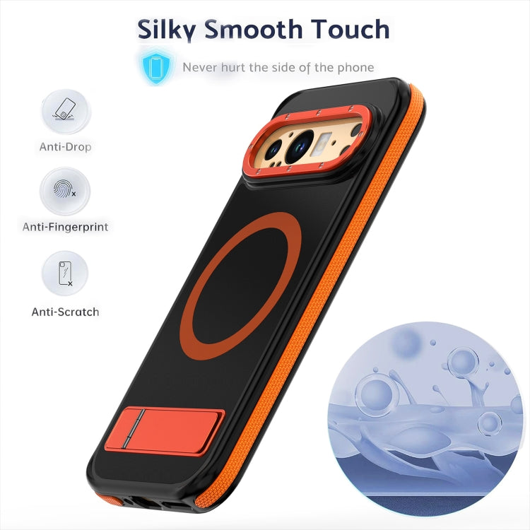 For Google Pixel 9 / 9 Pro Dual-Color Skin Feel Magsafe Phone Case with Holder(Orange) - Google Cases by buy2fix | Online Shopping UK | buy2fix