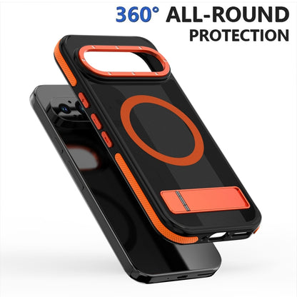 For Google Pixel 9 / 9 Pro Dual-Color Skin Feel Magsafe Phone Case with Holder(Orange) - Google Cases by buy2fix | Online Shopping UK | buy2fix