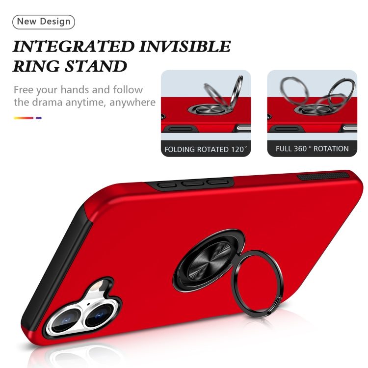 For iPhone 16 Plus PC Hybrid TPU Magnetic Ring Holder Phone Case(Red) - iPhone 16 Plus Cases by buy2fix | Online Shopping UK | buy2fix