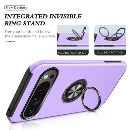 For Google Pixel 9 Pro PC Hybrid TPU Magnetic Ring Holder Phone Case(Purple) - Google Cases by buy2fix | Online Shopping UK | buy2fix