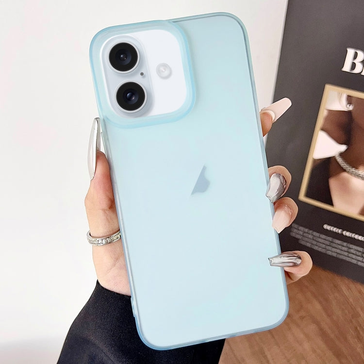 For iPhone 16 Frosted Translucent TPU Full Coverage Phone Case(Light Blue) - iPhone 16 Cases by buy2fix | Online Shopping UK | buy2fix