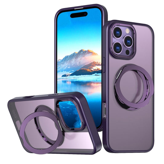 For iPhone 16 Pro Wing Series MagSafe Magnetic Ring Holder Phone Case(Dark Purple) - iPhone 16 Pro Cases by buy2fix | Online Shopping UK | buy2fix