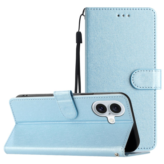 For iPhone 16 Silk Texture Horizontal Flip Leather Phone Case(Light Blue) - iPhone 16 Cases by buy2fix | Online Shopping UK | buy2fix