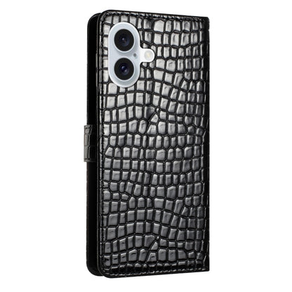 For iPhone 16 Crocodile Texture Horizontal Flip Leather Phone Case(Black) - iPhone 16 Cases by buy2fix | Online Shopping UK | buy2fix