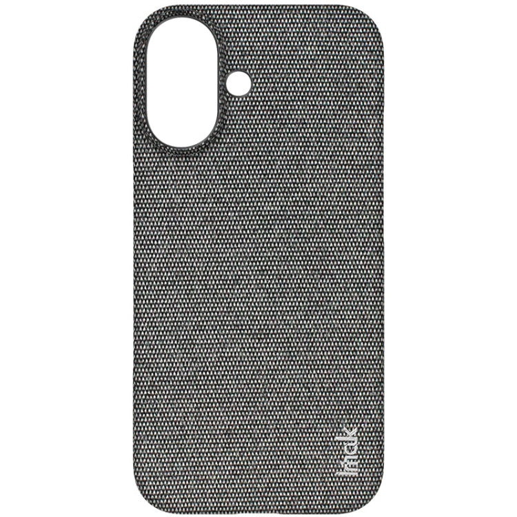 For iPhone 16 imak Ruiyi Series Cloth Texture PU + PC Phone Case(Dark Grey) - iPhone 16 Cases by imak | Online Shopping UK | buy2fix