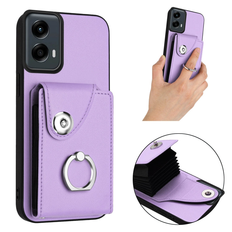 For Motorola Moto G 5G 2024 Organ Card Bag Ring Holder Phone Case(Purple) - Motorola Cases by buy2fix | Online Shopping UK | buy2fix