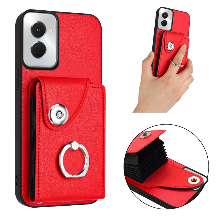 For Motorola Moto G Power 2024 5G Organ Card Bag Ring Holder Phone Case(Red) - Motorola Cases by buy2fix | Online Shopping UK | buy2fix