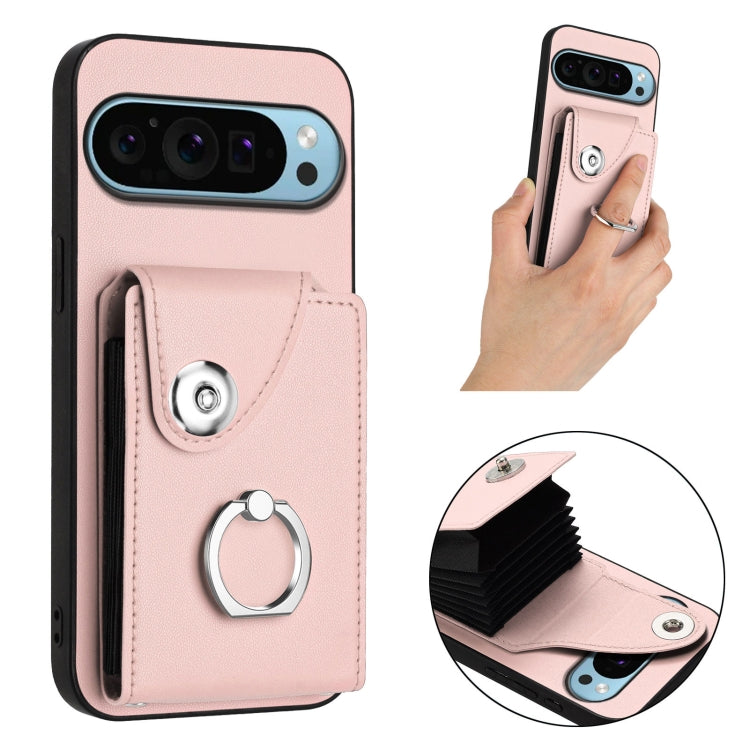 For Google Pixel 9 Pro XL Organ Card Bag Ring Holder Phone Case(Pink) - Google Cases by buy2fix | Online Shopping UK | buy2fix