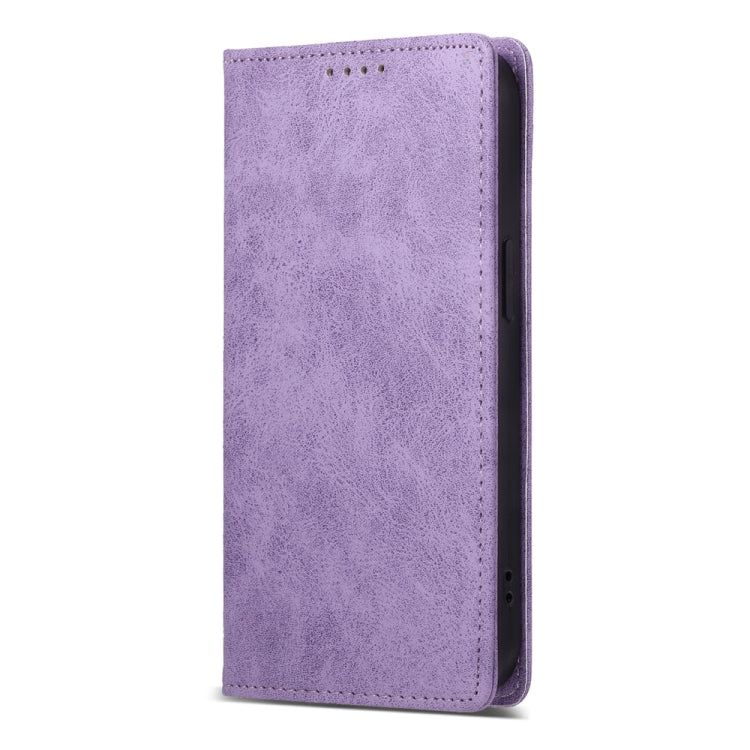 For iPhone SE 2024 Business Solid Color Magnetic RFID Leather Phone Case(Purple) - More iPhone Cases by buy2fix | Online Shopping UK | buy2fix