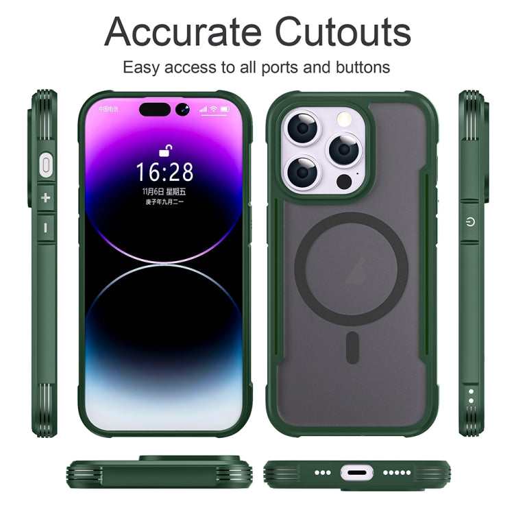 For iPhone 15 Pro Skin Feel Frosted MagSafe Magnetic PC Hybrid TPU Phone Case(Green) - iPhone 15 Pro Cases by buy2fix | Online Shopping UK | buy2fix