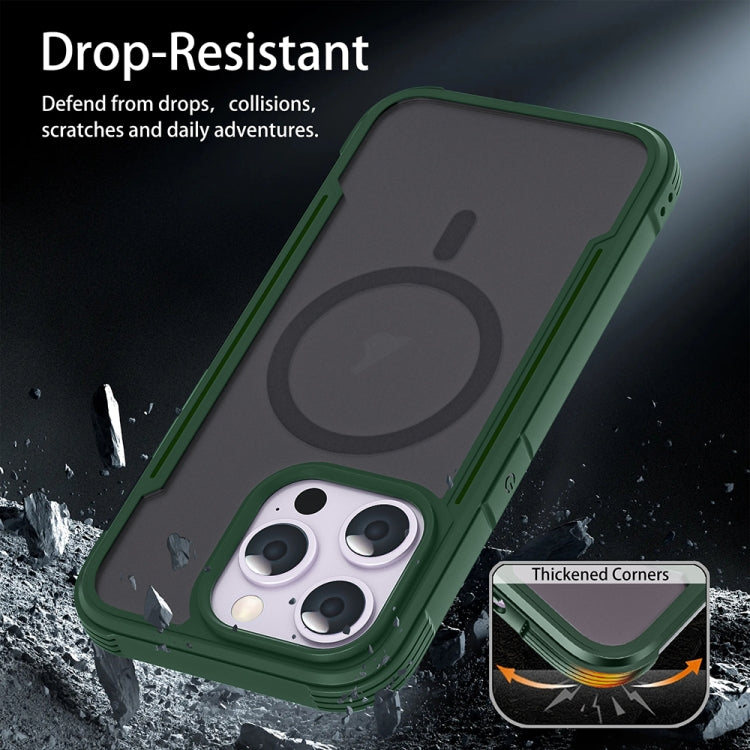 For iPhone 15 Pro Skin Feel Frosted MagSafe Magnetic PC Hybrid TPU Phone Case(Green) - iPhone 15 Pro Cases by buy2fix | Online Shopping UK | buy2fix