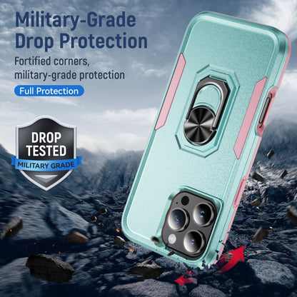 For iPhone 16 Pro Max Pioneer Armor Heavy Duty PC + TPU Phone Case with Holder(Green+Pink) - iPhone 16 Pro Max Cases by buy2fix | Online Shopping UK | buy2fix