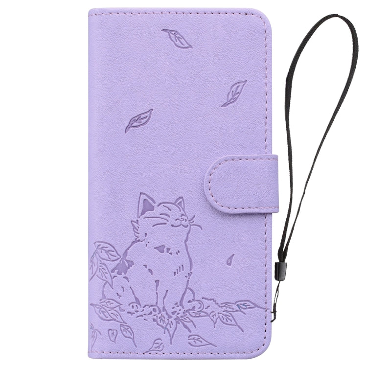 For Redmi K70 Ultra Cute Cat Embossed Leather Phone Case(Purple) - Xiaomi Cases by buy2fix | Online Shopping UK | buy2fix